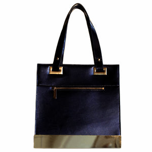 Glass Handbag Jewel Patent Shoulder Bag in Blue Sapphire