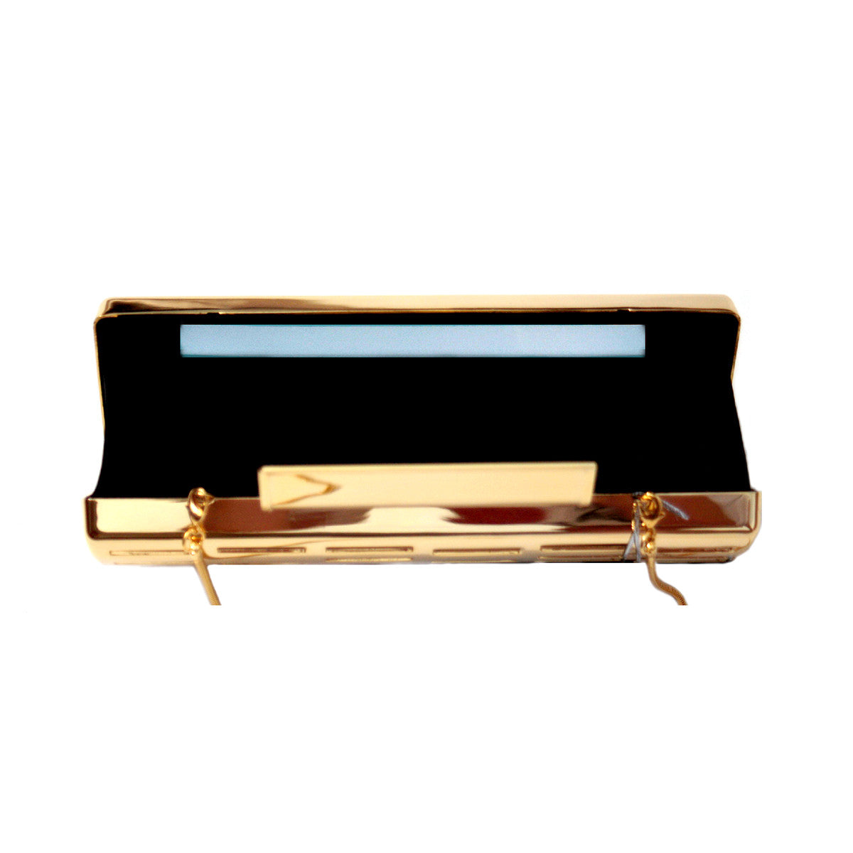 Glass Handbag Rave metal clutch in gold with lighting system